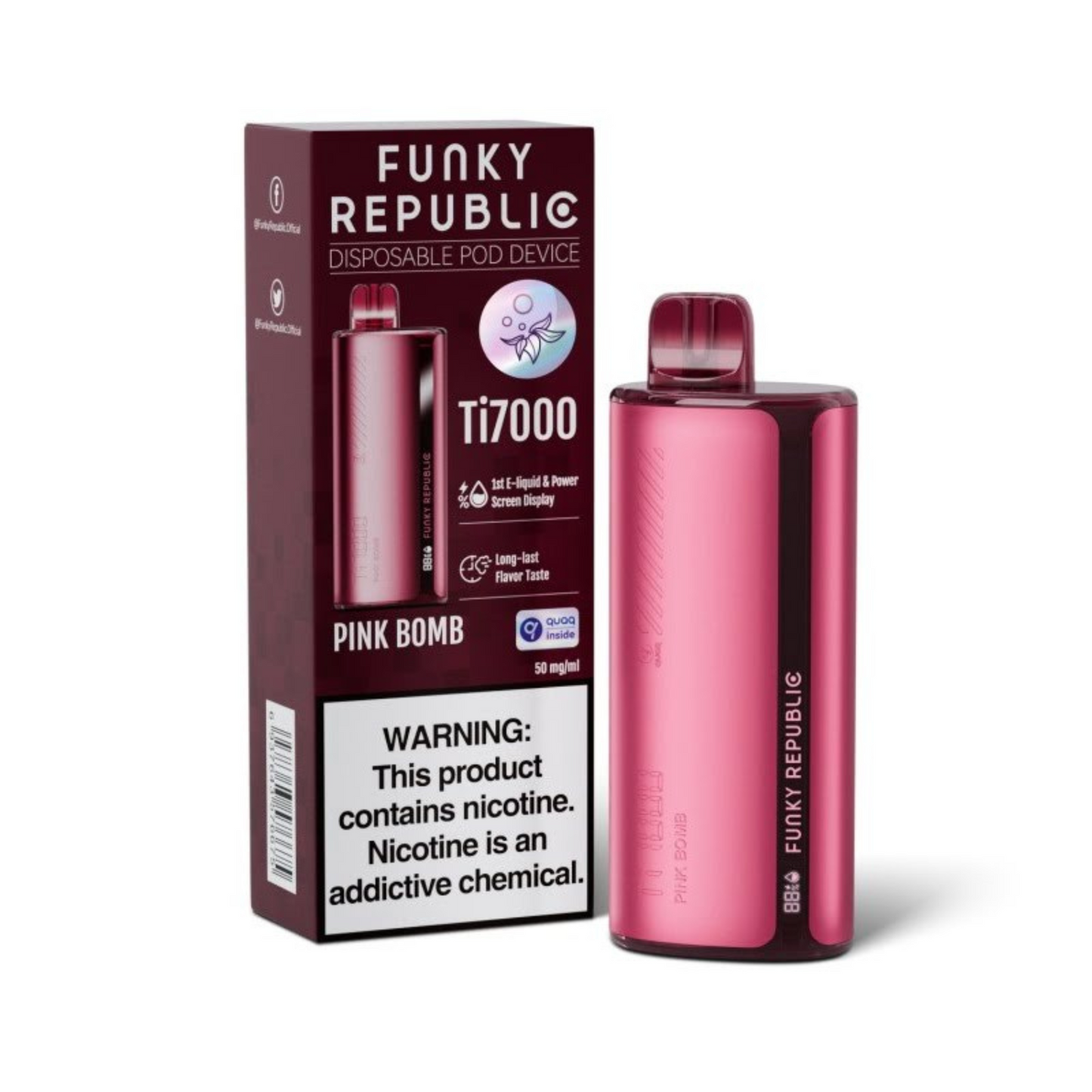 FUNKY REPUBLIC TI7000 Disposal by Elfbar PINK BOMB flavor