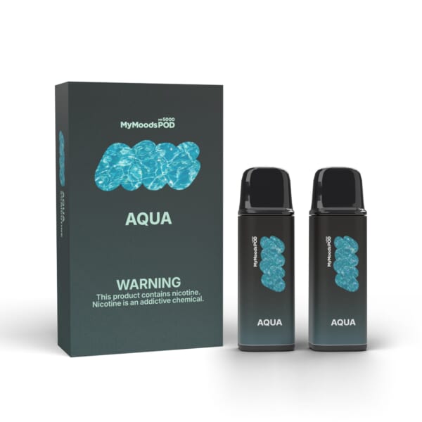 MyMoods POD AQUA（ニコチン5%）箱と POD 2本