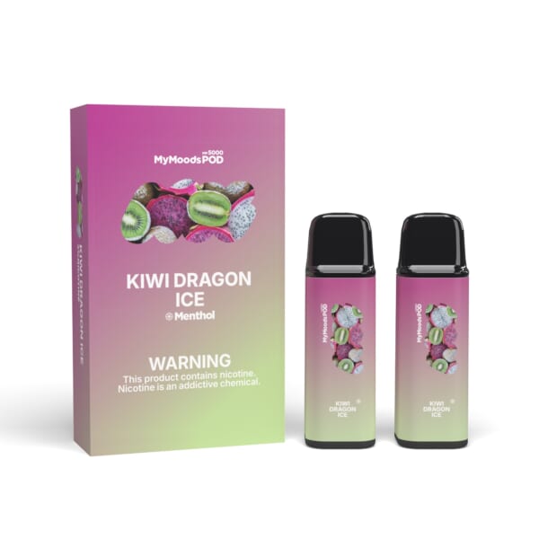 MyMoods POD KIWI DRAGON ICE（ニコチン3%）箱と POD 2本