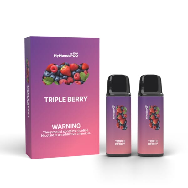 MyMoods POD TRIPLE BERRY（ニコチン3%）箱と POD 2本