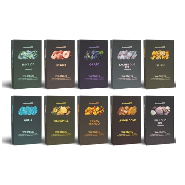 MyMoods POD 10箱（MINT ICE・PEACH・GRAPE・LYCHEE DUO ICE・YUZU・AQUA・PINEAPPLE・ROYAL MANGO・LEMON COKE・FUJI DUO ICE／ニコチン5%）
