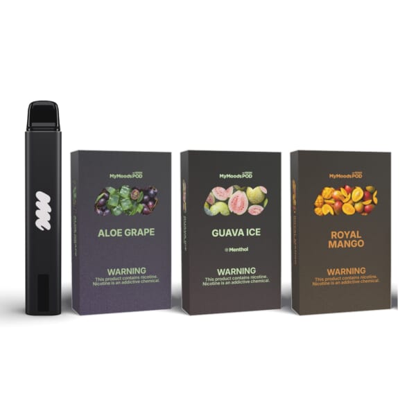 MyMoods PEN と POD 3箱（ALOE GRAPE・GUAVA ICE・ROYAL MANGO／ニコチン5%）