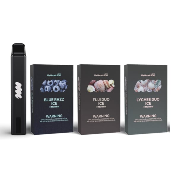 MyMoods PEN と POD 3箱（BLUE RAZZ ICE・FUJI DUO ICE・LYCHEE DUO ICE／ニコチン5%）