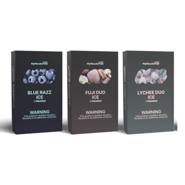 MyMoods POD 3箱（BLUE RAZZ ICE・FUJI DUO ICE・LYCHEE DUO ICE／ニコチン5%）